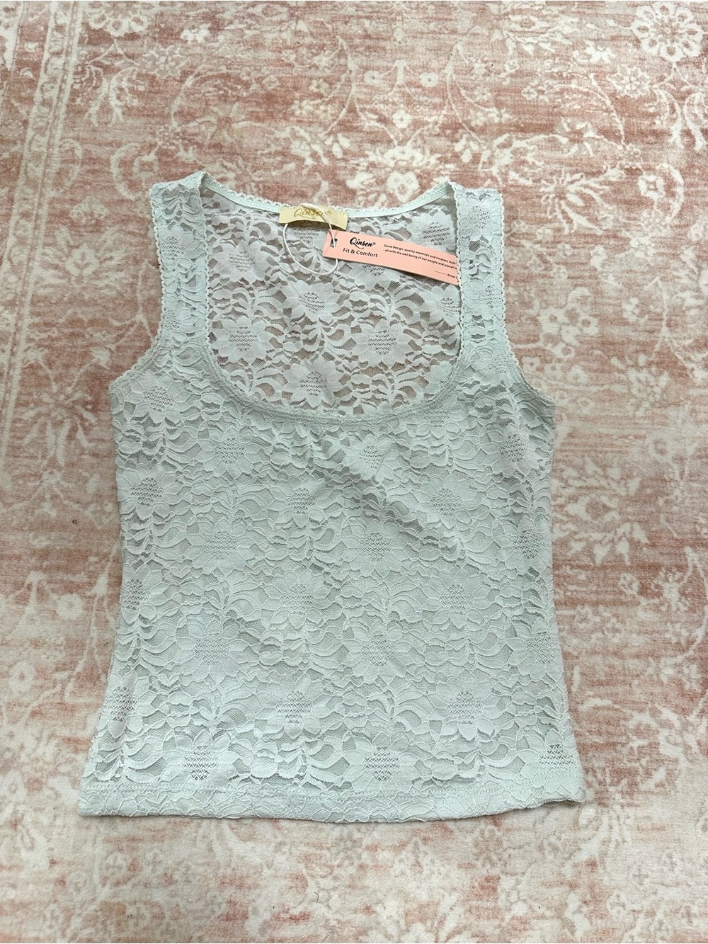 NWT 🩵 Y2K Baby Blue Lace Square-Neck Tank Top - Picture 3 of 8